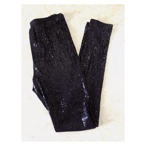 Michael Kors Black Sequined Liquid Leggings Sz S